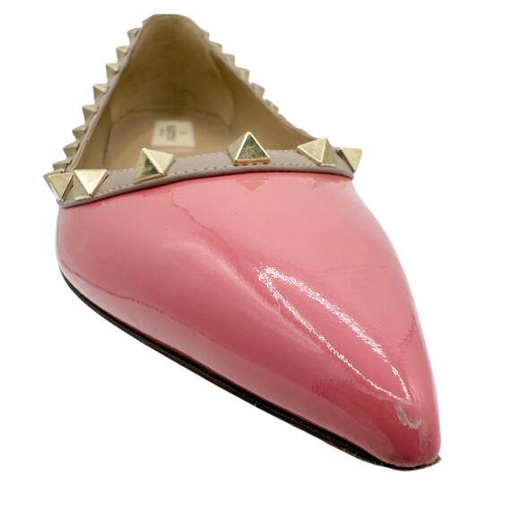 Valentino Garavani Rockstud Ballet Flat Shoes Pink Patent Leather Size 40 US 10 - Picture 10 of 15